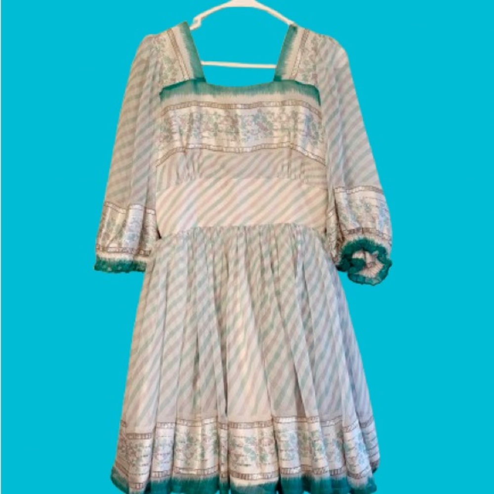 Vintage Pastel Stripe & Silver Trim Dress